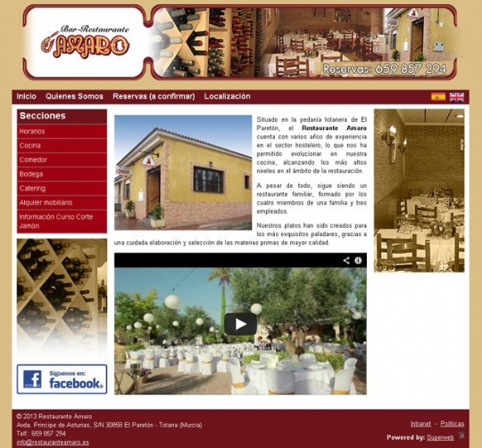Restaurante Amaro cambia su antigua página web a una 