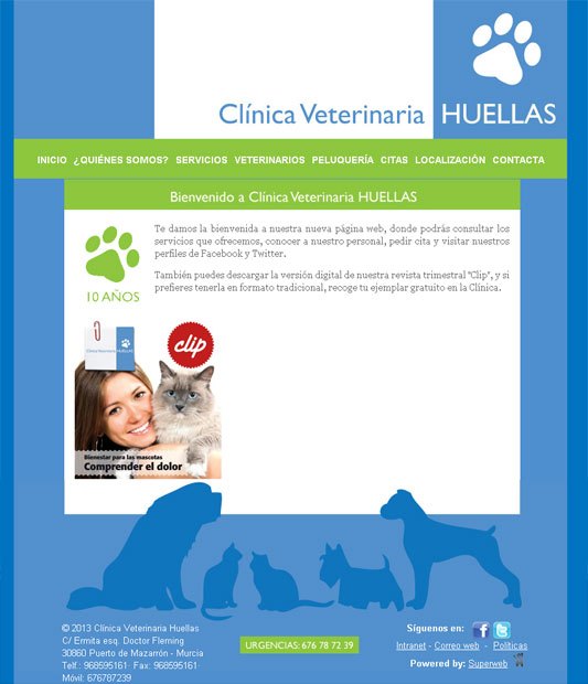 Con motivo de su décimo aniversario, Clínica Veterinaria Huellas estrena nueva web, desarrollada con Superweb