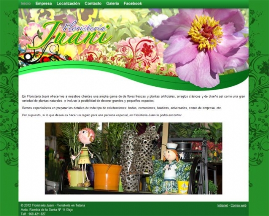 Floristería Juani ya dispone de una vistosa página web floral