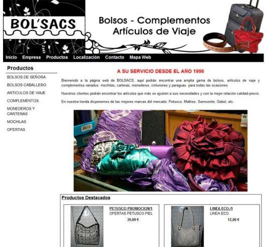 Elige el bolso, el complemento o el artículo de viaje que desees en el catálogo on-line que incluye la nueva página web de la tienda Bolsacs