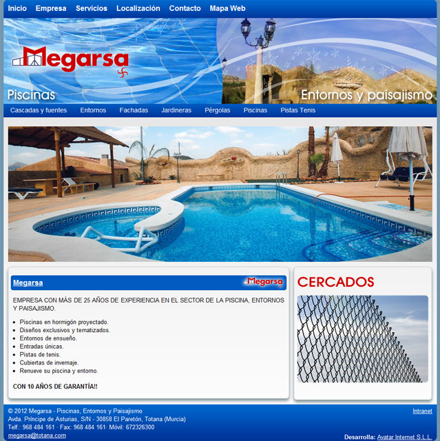 Navega por la nueva página web de Piscinas Megarsa