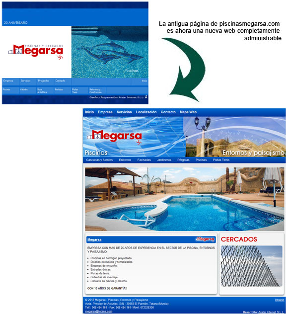 Navega por la nueva página web de Piscinas Megarsa