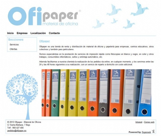 La tienda de venta y distribución de material de oficina y papelería Ofipaper ya dispone de web