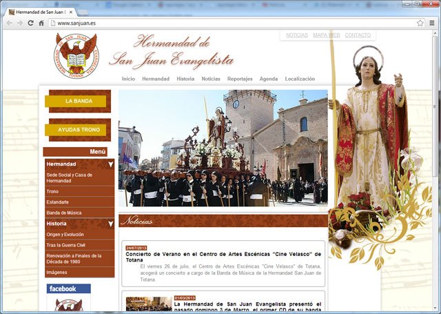La Hermandad de San Juan Evangelista de Totana ya está en Internet